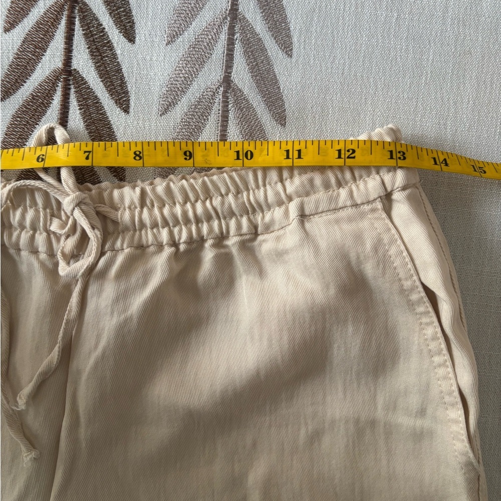 ZARA Pants XS Beige Lyocell Blend Drawstring Wide Leg Relaxed Trousers - Picture 9 of 10